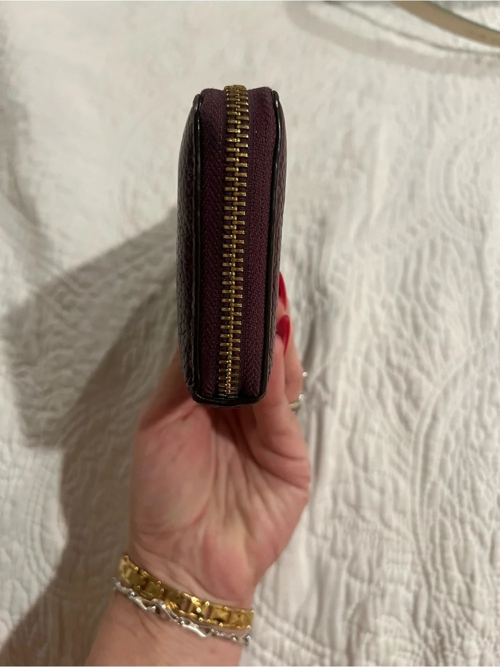 Michael Kors Burgundy Leather Zip-Around Wallet with Gold Logo